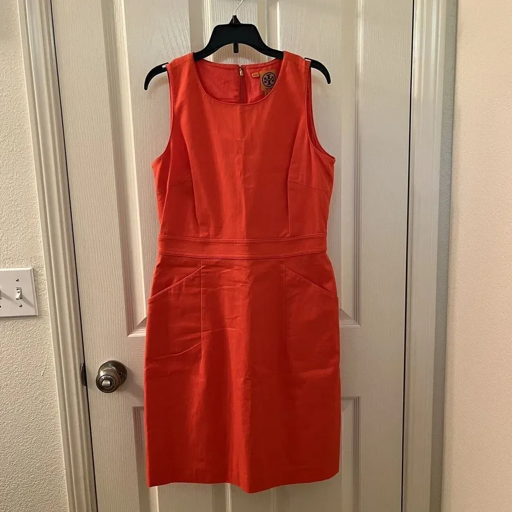 Tory Burch Meryl Sheath Sleeveless Dress Orange Women's Size 6 NWOT